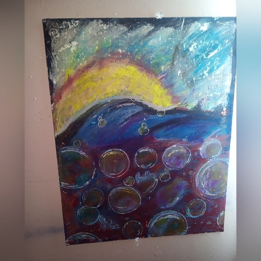 Future Earth Coming Abstract Bubble Art Painting - Multicolor